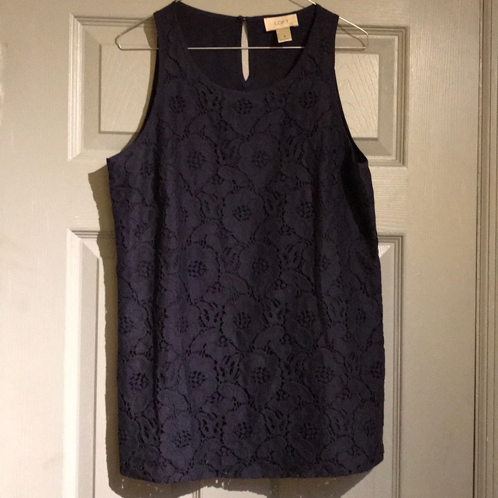 LOFT Navy Blue Floral Top